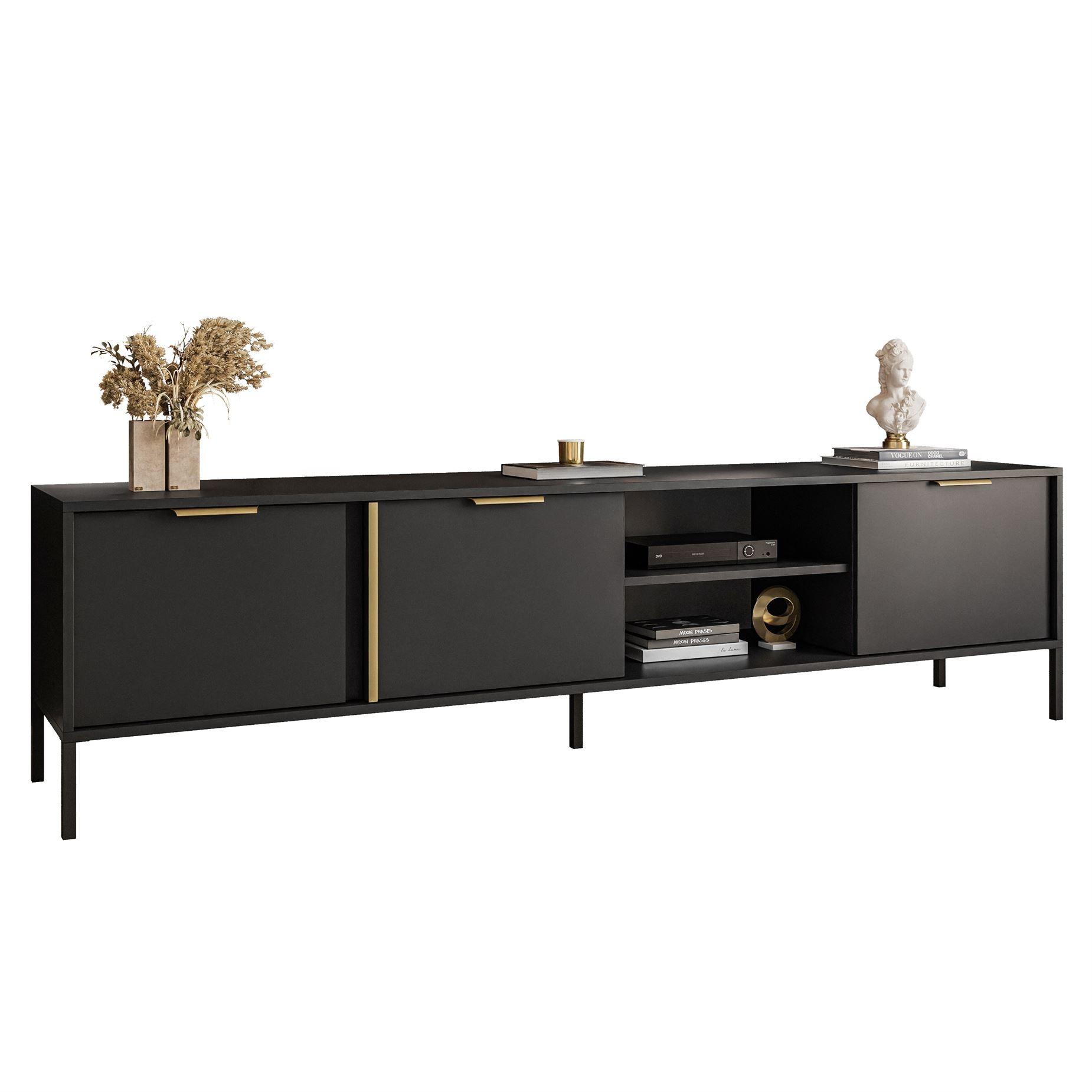 TV Element LARETTO II 203 cm anthrazit - Schwarz, Holzwerkstoff (203/53/40cm) - Lookway