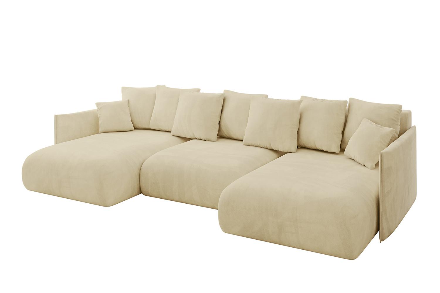 WOHNLANDSCHAFT mit Schlaffunktion und Bettkasten ONESK-U 317x177x72 Beige Velours - Taupe, Holzwerkstoff/Kunststoff (317/72/177cm) - ALTDECOR