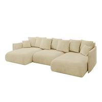 WOHNLANDSCHAFT mit Schlaffunktion und Bettkasten ONESK-U 317x177x72 Beige Velours - Taupe, Holzwerkstoff/Kunststoff (317/72/177cm) - ALTDECOR