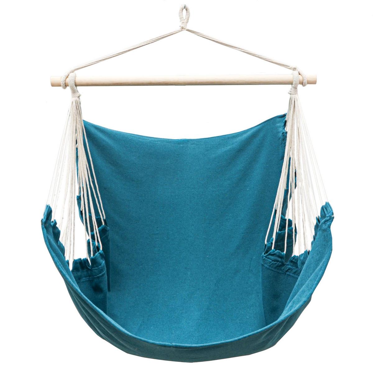 XL HÄNGESESSEL 155/125 cm Belastbar bis 100kg Petrol - Blau, Textil (125/140/155cm) - Amanka