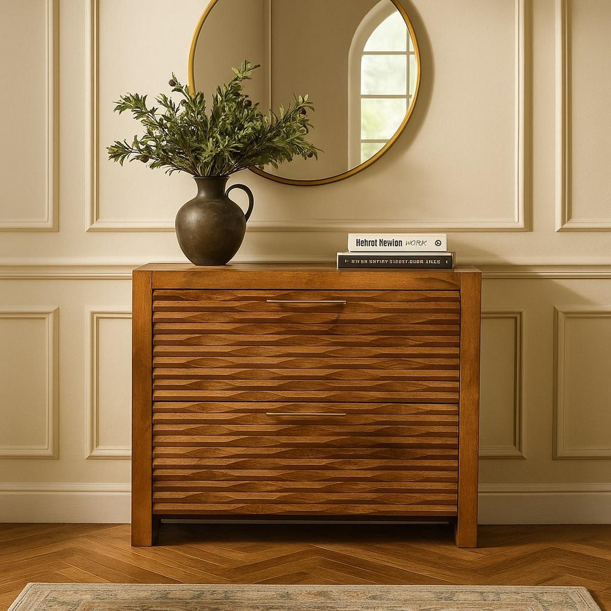 SITZBANK mit Amber-Eichen-Finish, Stauraum für Schuhe, hellbraun. - Hellbraun, Holz/Metall (90/73/35cm) - Artisan Furniture
