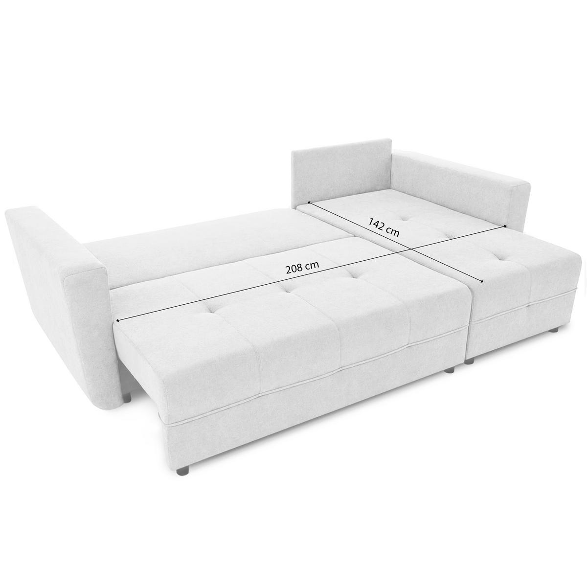 ECKSCHLAFSOFA Verona mit Bettkasten und universeller Ottomane 240 cm, Beige - Beige, Textil (240/148cm) - Beautysofa