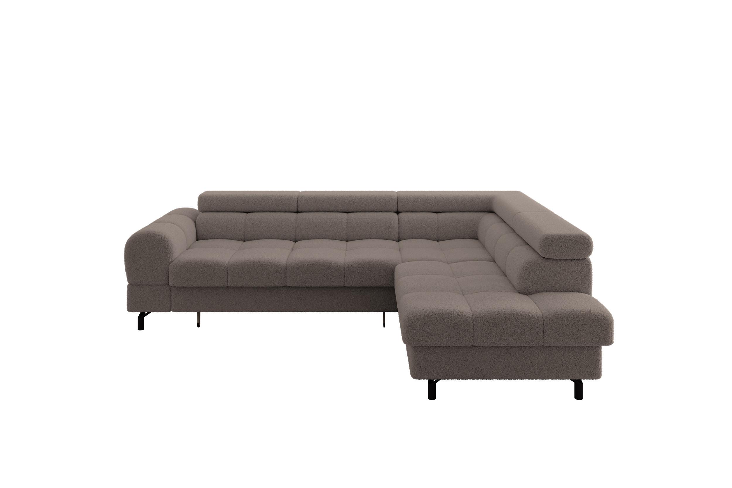 ECKSOFA mit Schlaffunktion Ottomane Rechts LUMA-L 272x203x70 Braun Bouclé - Schwarz/Braun, Holzwerkstoff/Kunststoff (203/272cm) - ALTDECOR