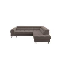 ECKSOFA mit Schlaffunktion Ottomane Rechts LUMA-L 272x203x70 Braun Bouclé - Schwarz/Braun, Holzwerkstoff/Kunststoff (203/272cm) - ALTDECOR