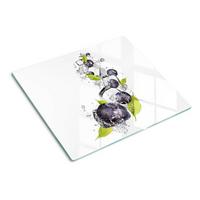 GLASPLATTE 60x52 cm Blaubeeren mit Eis - Schwarz, Glas (60/0.4/52cm) - TULUP