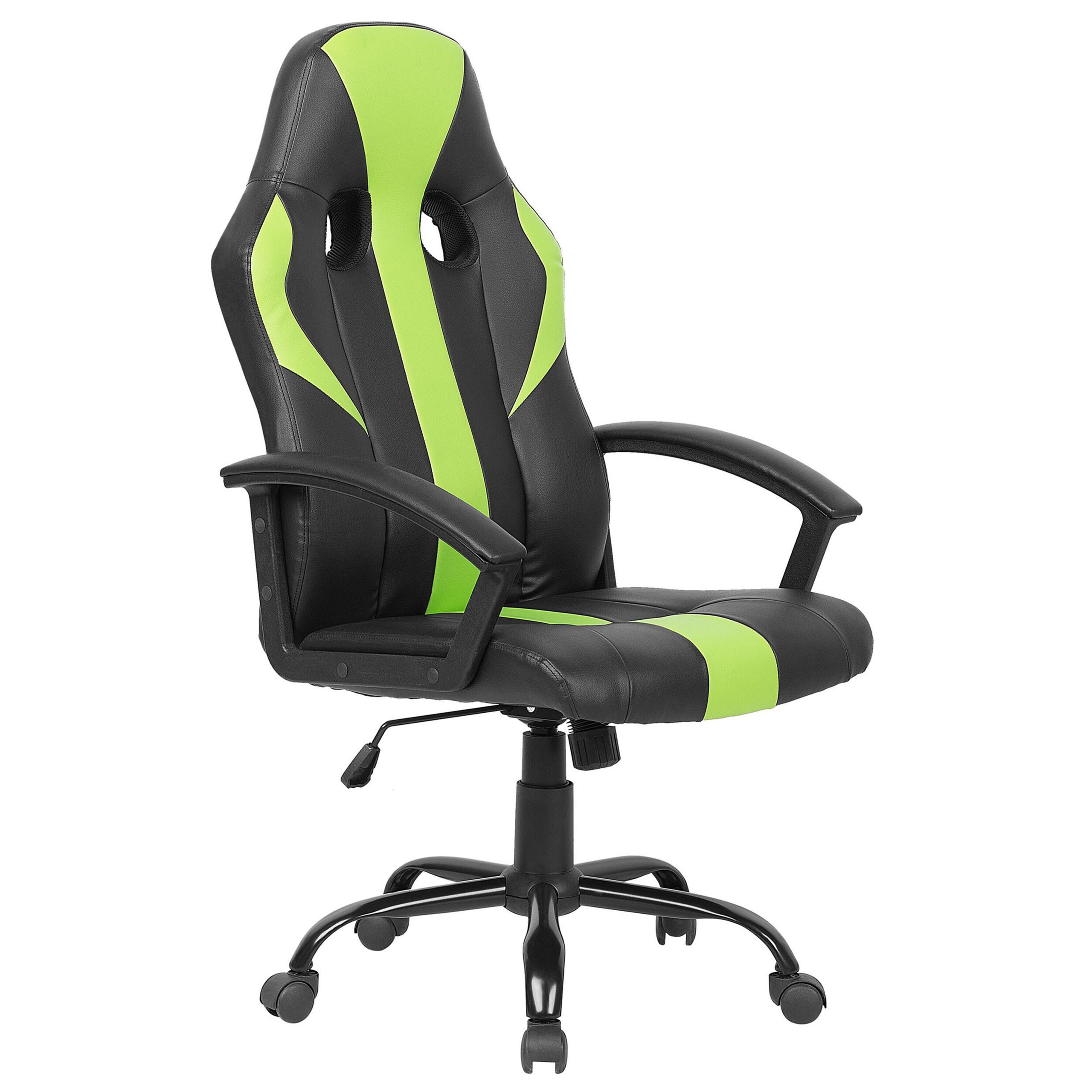 BÜROSTUHL Kunstleder Grün/Schwarz Success - Schwarz, Textil/Metall (60/117/60cm) - Beliani