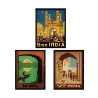 POSTER Set Mit 3 Vintage Blätter Indien A3 Rahmenlos - Klar, Papier (29.7/5/42cm) - Nacnic