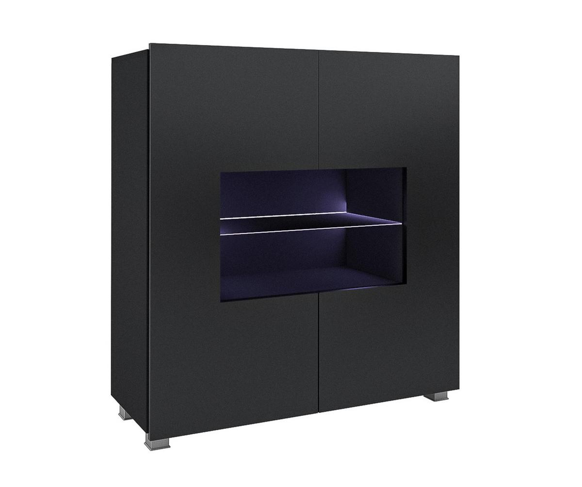 WOHNWAND Kossana 17 Modern Schwarz 300/155/43 cm Modern Style - Schwarz, Holzwerkstoff/Kunststoff (300/155/43cm) - AX Living