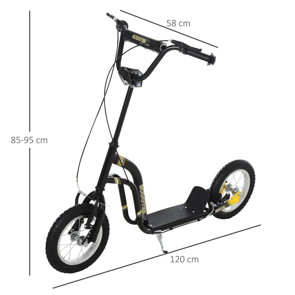KINDERROLLER ab 5 Jahre Scooter Kinderscooter Tretroller Cityroller Schwarz - Schwarz, Metall (120/58/95cm) - HOMCOM