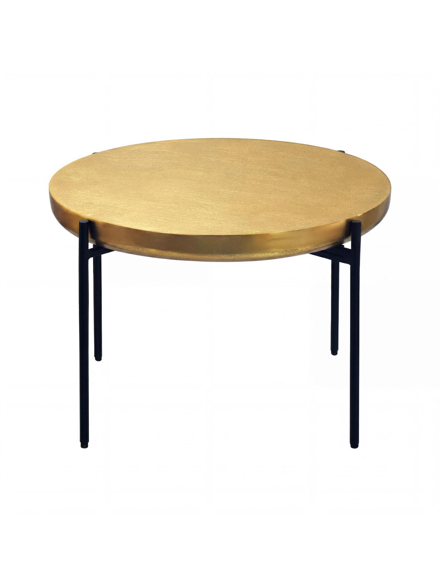 COUCHTISCH BERNALDA, Aluminium, Gold, Ø 63 x 41 cm - Goldfarben/Schwarz, Metall (63/63/41cm) - KADIMA DESIGN
