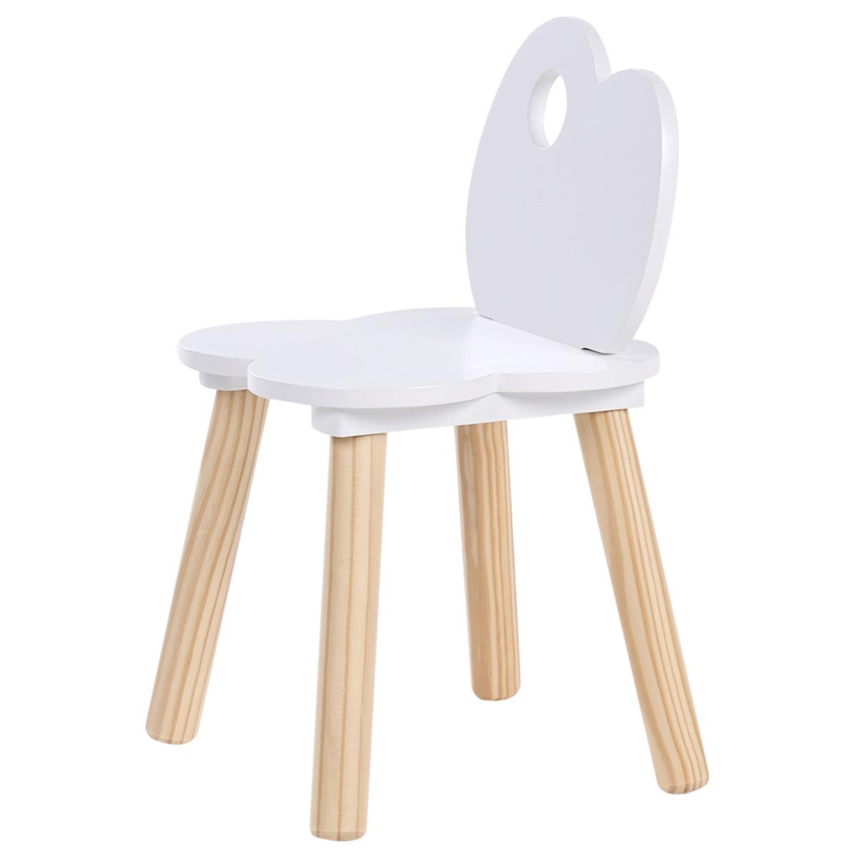 KINDERTISCH und Stuhlset Weiß Cloudy - Hellbraun, Holzwerkstoff (65/77/26cm) - Beliani