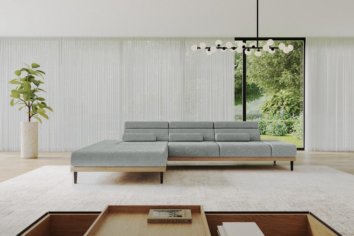 ELEKTRISCHES ECKSOFA Links MONA 316x205x85 Grün Velours - Mintgrün, Holzwerkstoff/Textil (316/205cm) - ALTDECOR