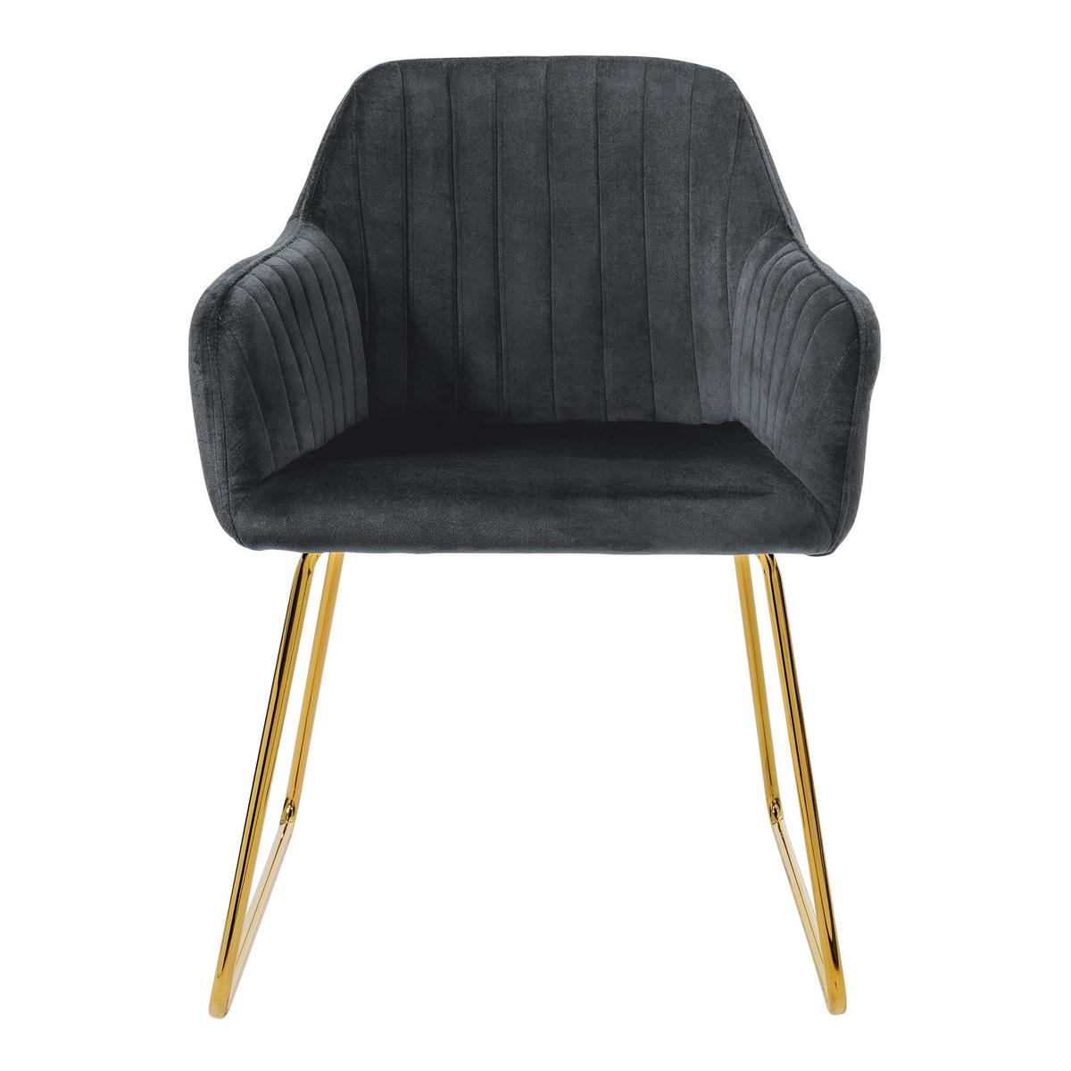 ESSZIMMERSTÜHLE 4er Set Grau Samt - Goldfarben/Grau, Textil/Metall (60/82/57cm) - ML-DESIGN
