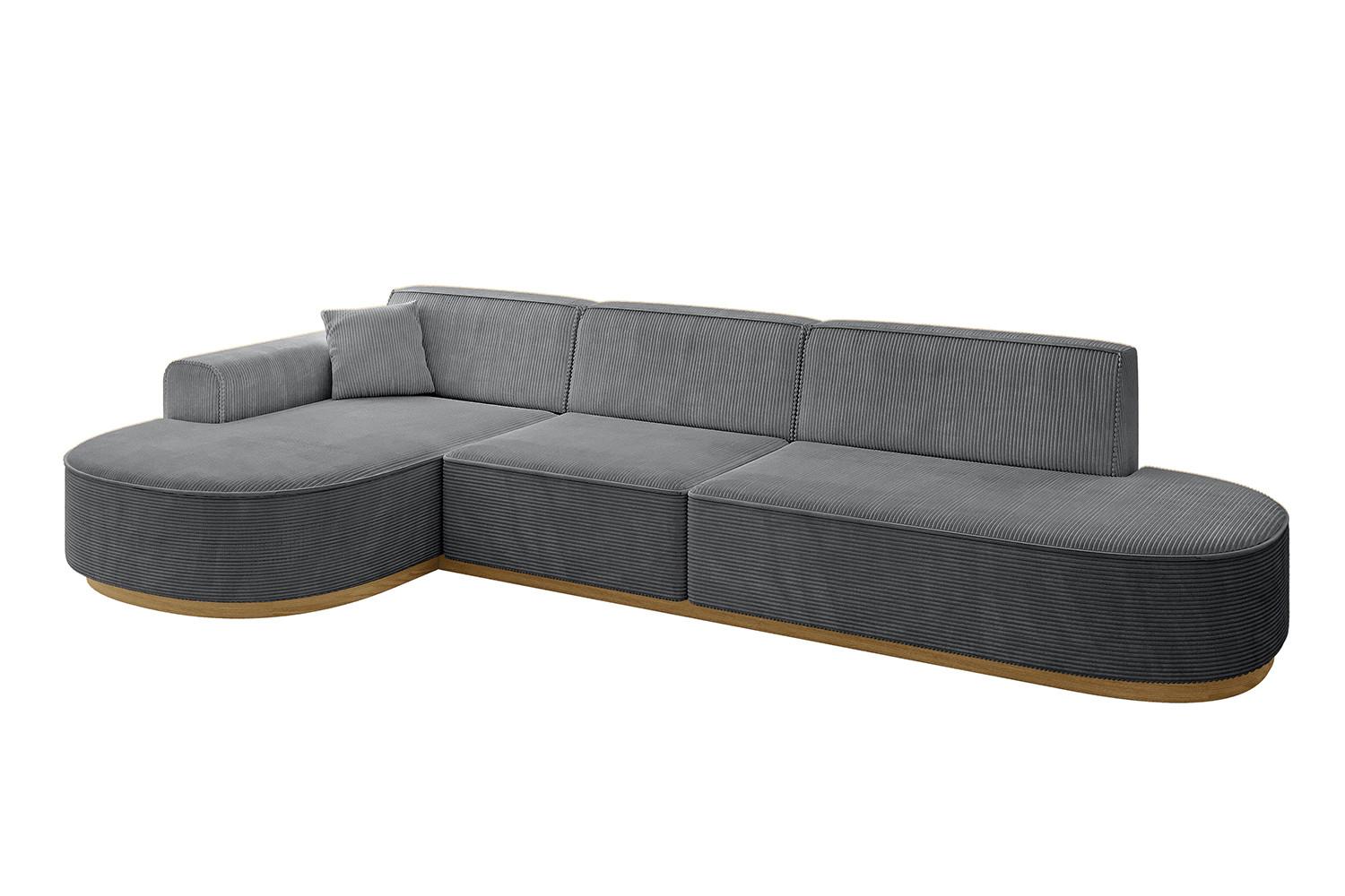 ECKSOFA Ottomane Links MARI-L2-v2 - 328x171x83 cm Dunkelgrau Cord - Dunkelgrau, Holzwerkstoff/Textil (328/171cm) - ALTDECOR