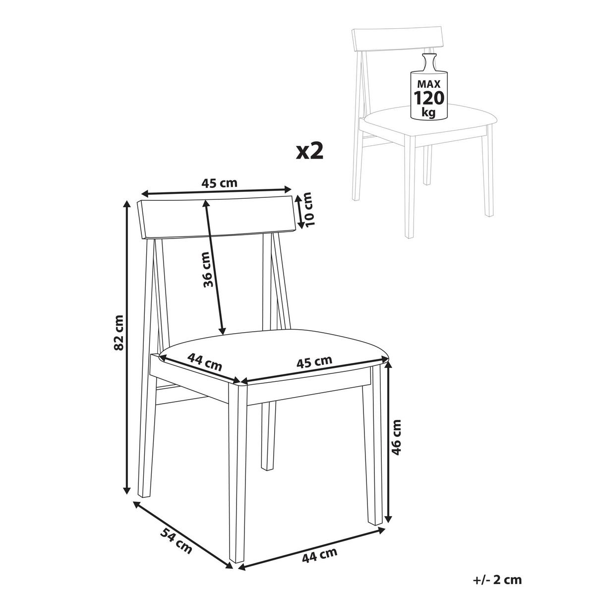 ESSZIMMERSTUHL 2er-Set Braun Isle - Braun/Grau, Holz (45/82/55cm) - Beliani