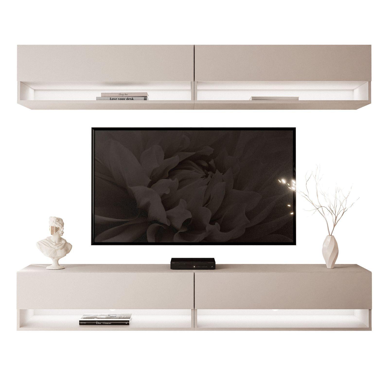 WOHNWAND Calante mit LED-Beleuchtung - Kaschmir, Holzwerkstoff (180/30/35cm) - Lookway