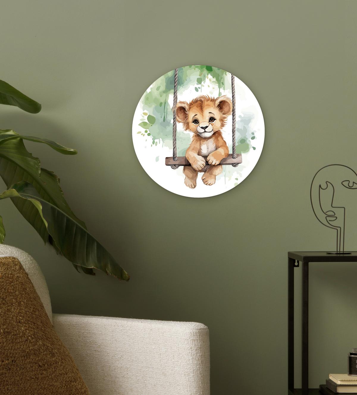 WANDBILD Löwe - Tier - Kinder - Dschungel Deko Wohnzimmer 30x30 cm - Hellbraun, Kunststoff (30/30cm) - MuchoWow