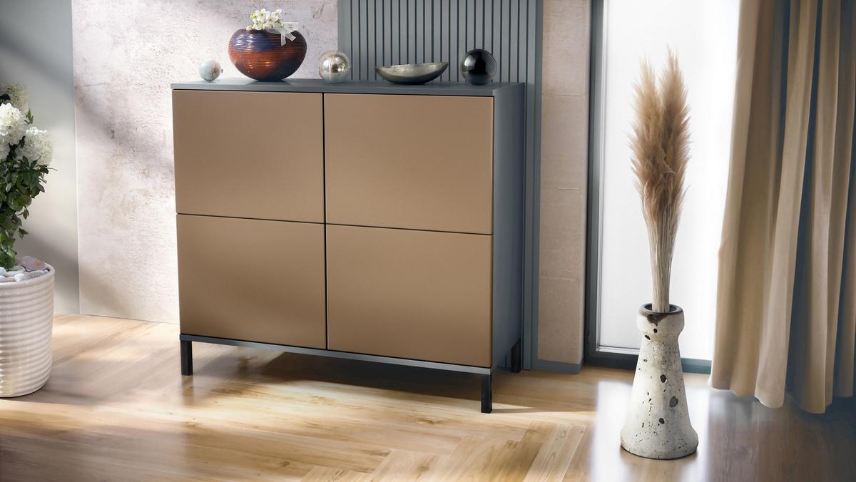 KOMMODE Rova Bronze Optik - Bronzefarben, Holzwerkstoff (92.5/83.5/35cm) - Vladon