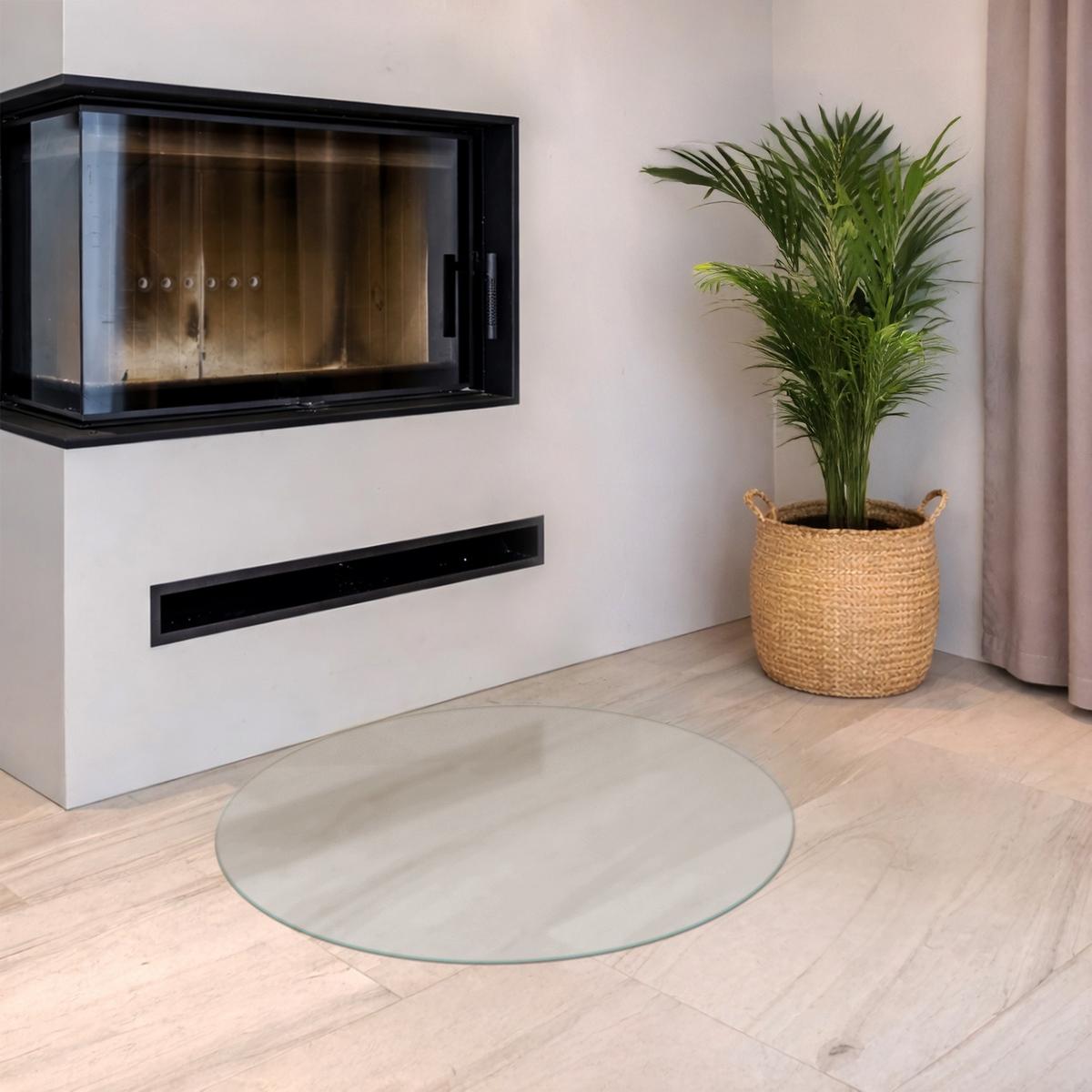GLASBODENPLATTE für Kaminofen Ø100 cm – Milchglas Optik - Transparent, Glas (100/100/0.4cm) - TULUP