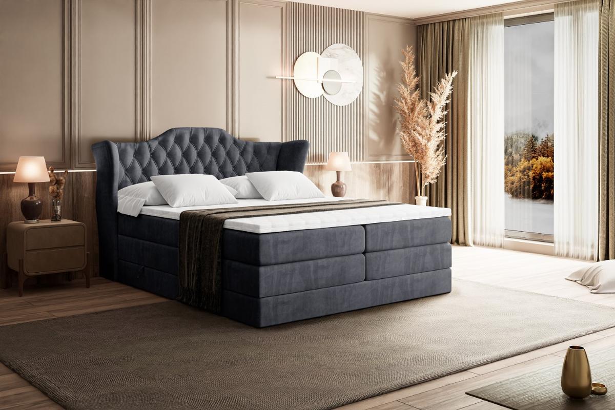 BOXSPRINGBETT VILA KING - 120x200 - H3/H4 - Dunkelgrau - Dunkelgrau, Holzwerkstoff (120/200cm) - ALTDECOR