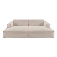BIG SOFA SAMU Beige Cord - Beige/Schwarz, Textil (256/72/168cm) - KAWOLA