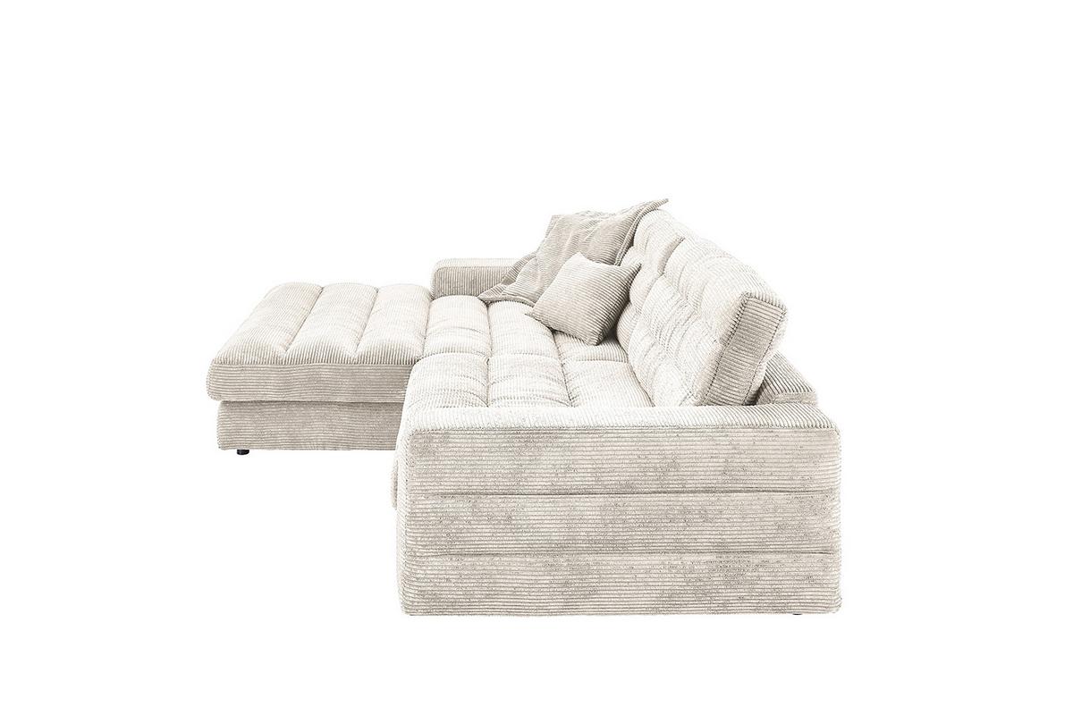 ECKSOFA LANA SOFA Cremeweiß Cord - Creme/Schwarz, Textil (296/205cm) - KAWOLA