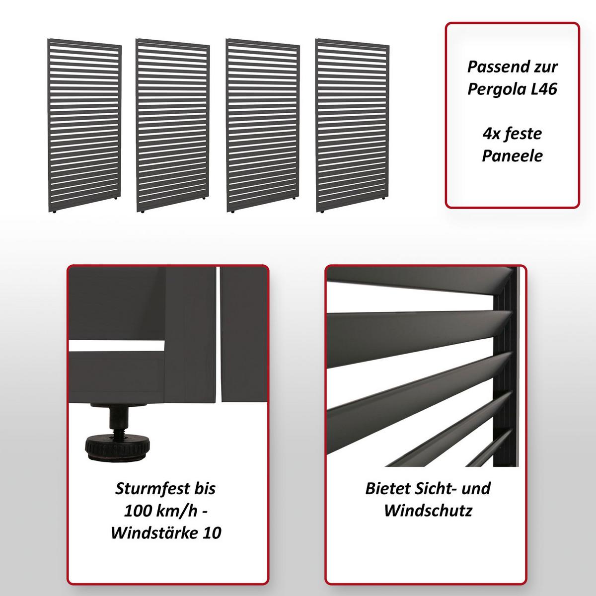 PANEELE FÜR PERGOLA Anthrazit 4er-Set-Set - Anthrazit, Metall (369/204/4cm) - MCW