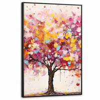 LEINWAND Bilder mit Rahmen - Aquarell - Baum - Kunst - Abstrakt - 90x140 - Multicolor, Textil (90/140cm) - MuchoWow