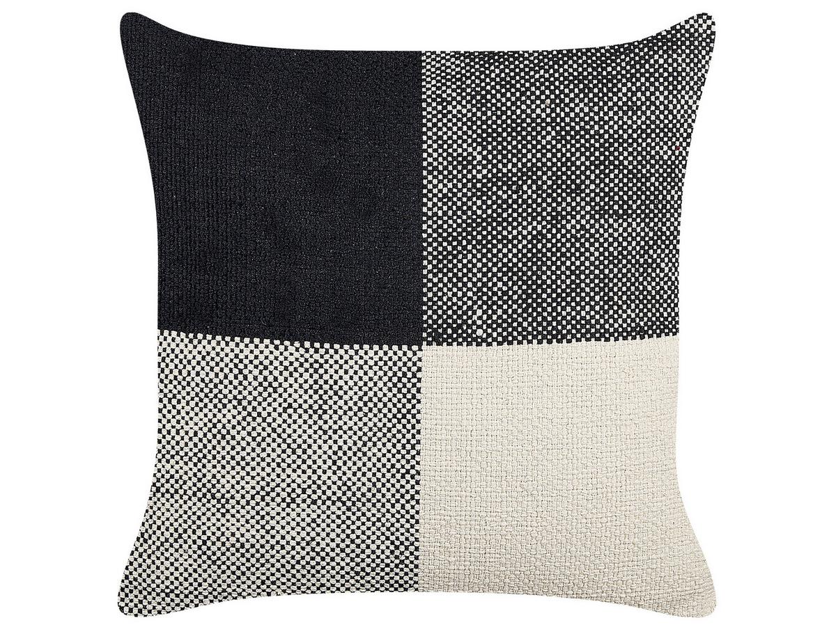 DEKOKISSEN 2er-Set Hellbeige 45/45 cm Laelia - Beige/Schwarz, Naturmaterialien (45/45cm) - Beliani