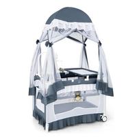 BABYBETT mit abnehmbarem Baldachin grau - Grau, Textil - COSTWAY
