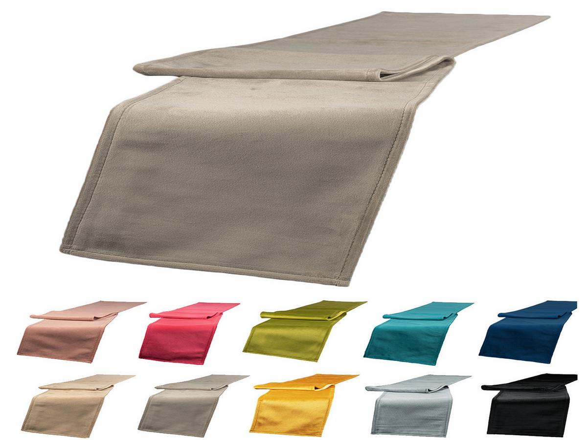 TISCHLÄUFER Samt&Sonders taupe 140/40 cm - Taupe, Textil (40/140cm) - beties Heimtextil