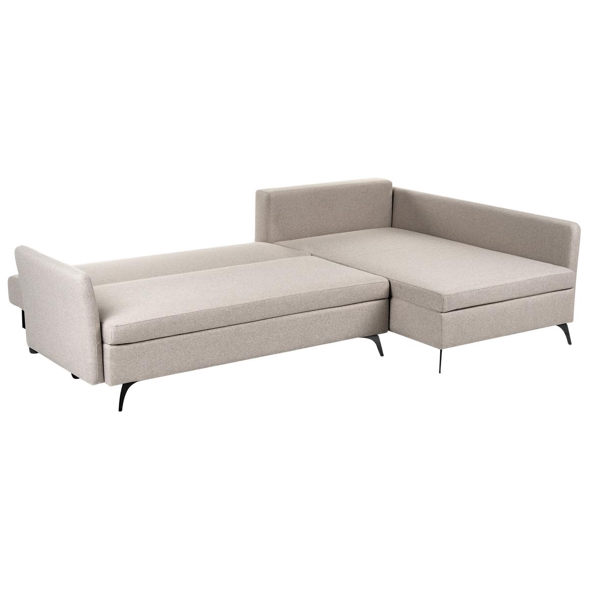 ECKSCHLAFSOFA 3-Sitzer Stoff Beige mit Stauraum linksseitig Koge - Beige, Textil (281/93cm) - Beliani