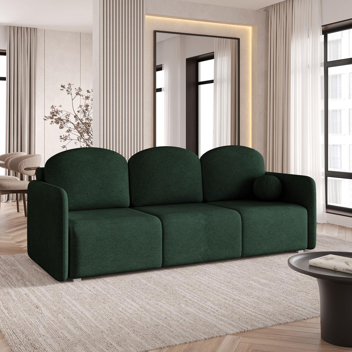 BETTSOFA SUVI III NV Grün Geflochtener Stoff mit Schlaffunktion - Grün, Textil (90/85/220cm) - MASSENO