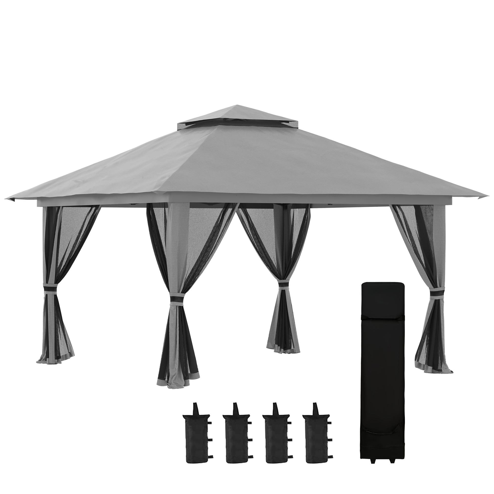 FALTPAVILLON Oxford-Polyester Dunkelgrau - Dunkelgrau, Kunststoff (392/283/392cm) - Outsunny