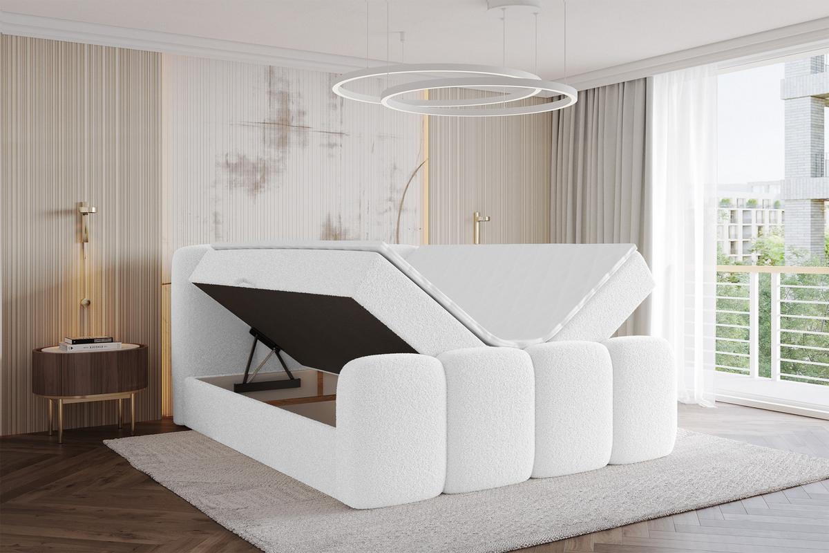 BOXBETT mit Matratze H4 und Lattenrost - NINA-Z - 180x200 cm Quelle - Weiß - Weiß, Holzwerkstoff (180/200cm) - ALTDECOR