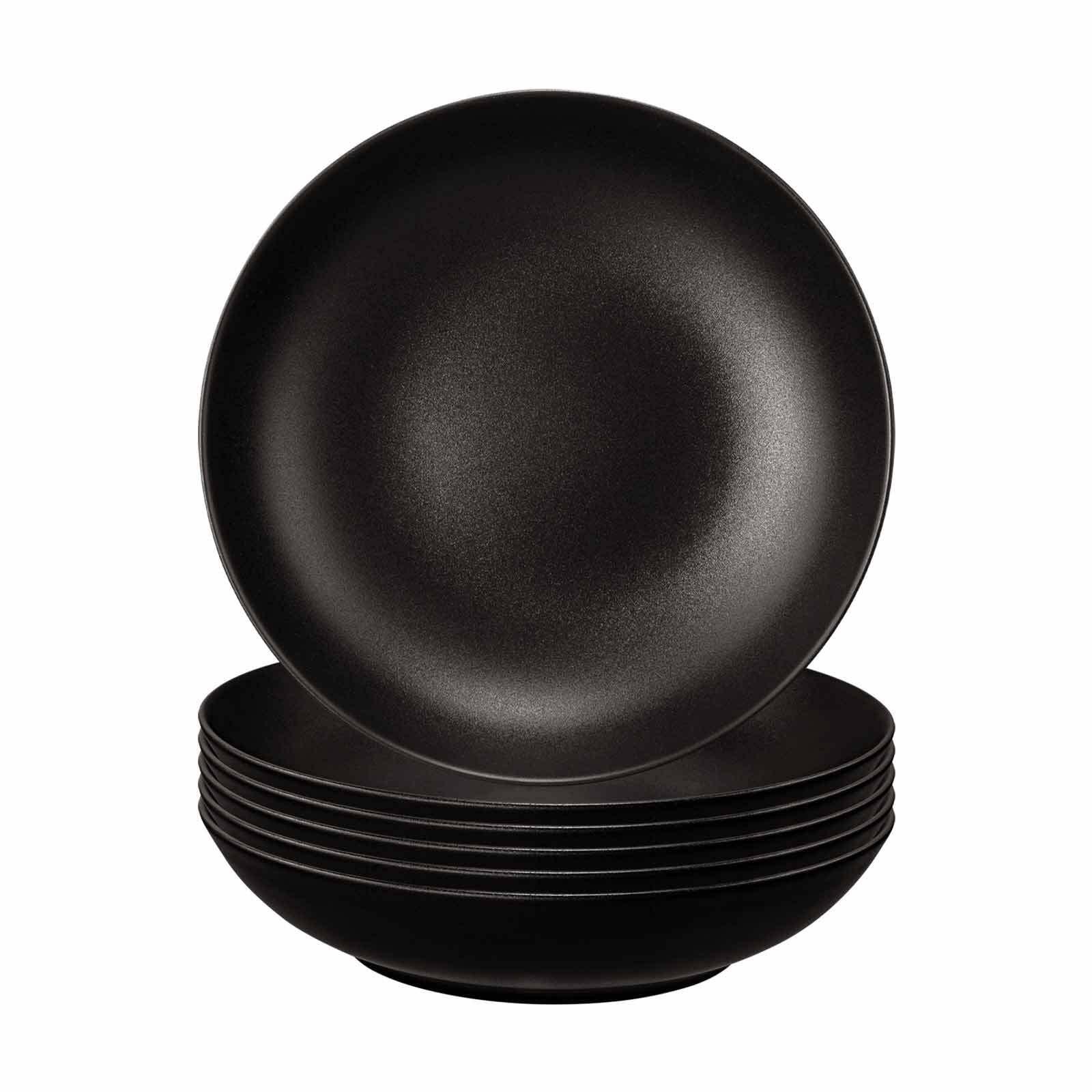 SUPPENTELLER Liberty Velvet Black schwarz ø 21,2 cm 6er Set - Schwarz, Keramik (21.2cm) - Seltmann Weiden