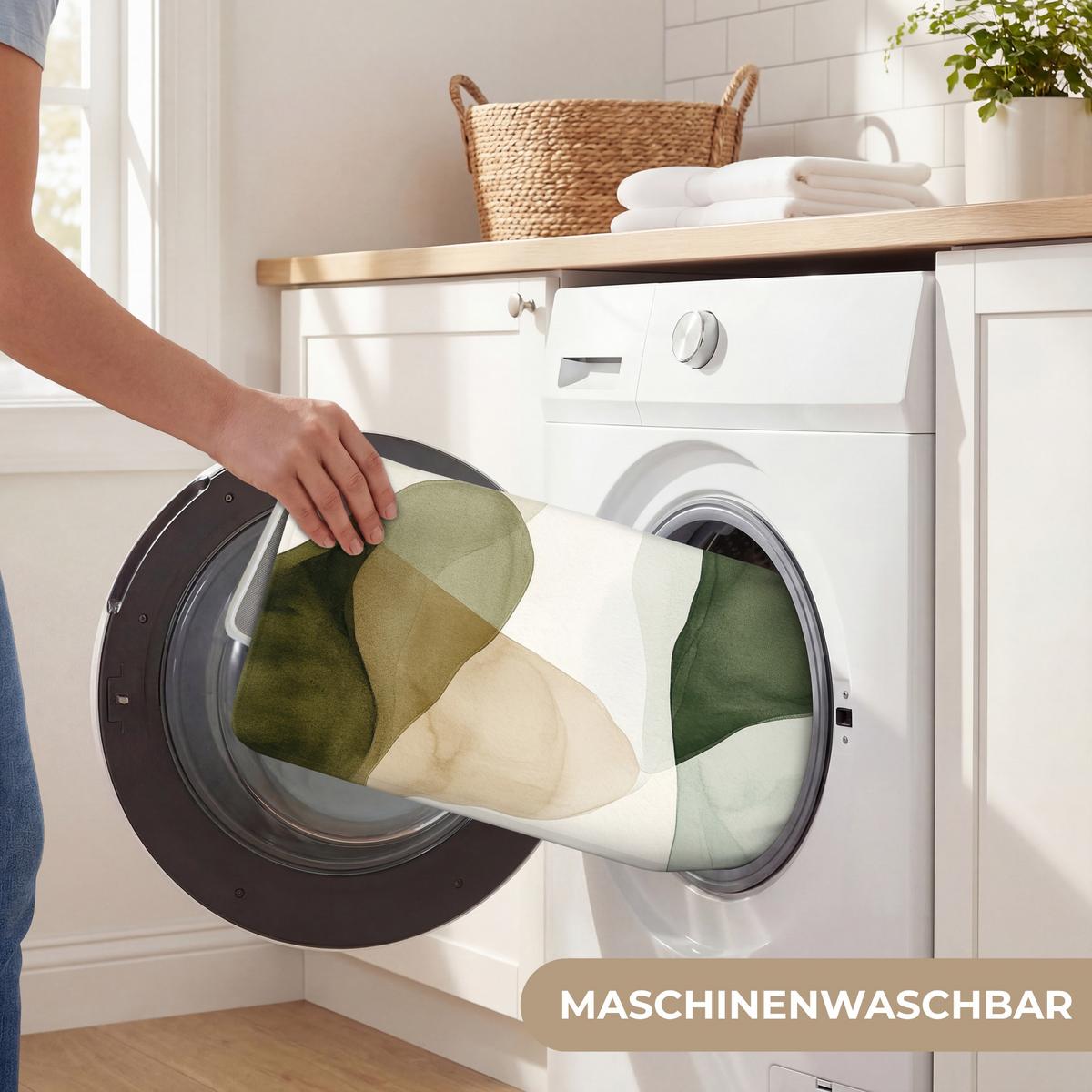 WC-VORLEGER Japandi - Abstrakt - Grün WC Teppich 50x80 cm - Grün, Textil (50/1cm) - OnlyWow