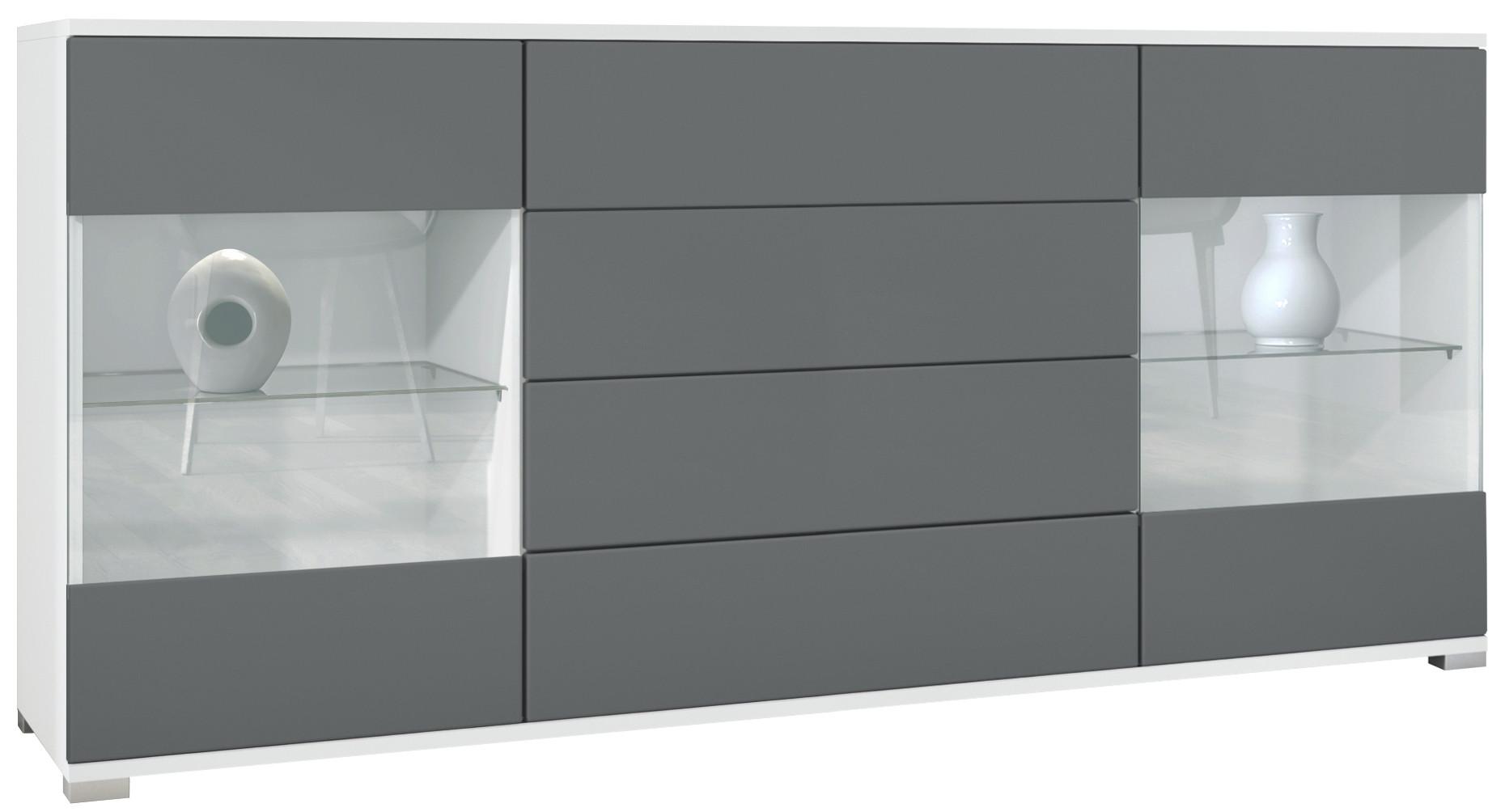 SIDEBOARD Bari Graphit Seidenmatt - Graphitfarben, Holzwerkstoff (166.5/75.5/35cm) - Vladon