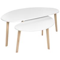 COUCHTISCH 2er-Set Weiß - Hellbraun, Holzwerkstoff (120/60/45cm) - Beliani