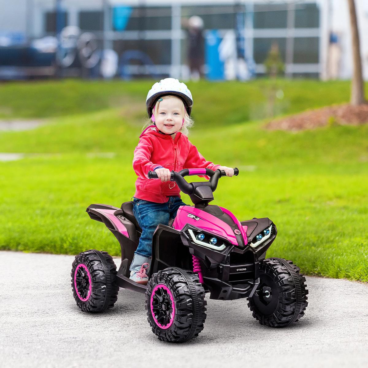 ELEKTRO-QUAD Kinderquad mit USB-Anschluss, Kindermotorrad - Rosa, Metall (83/53/55.5cm) - HOMCOM