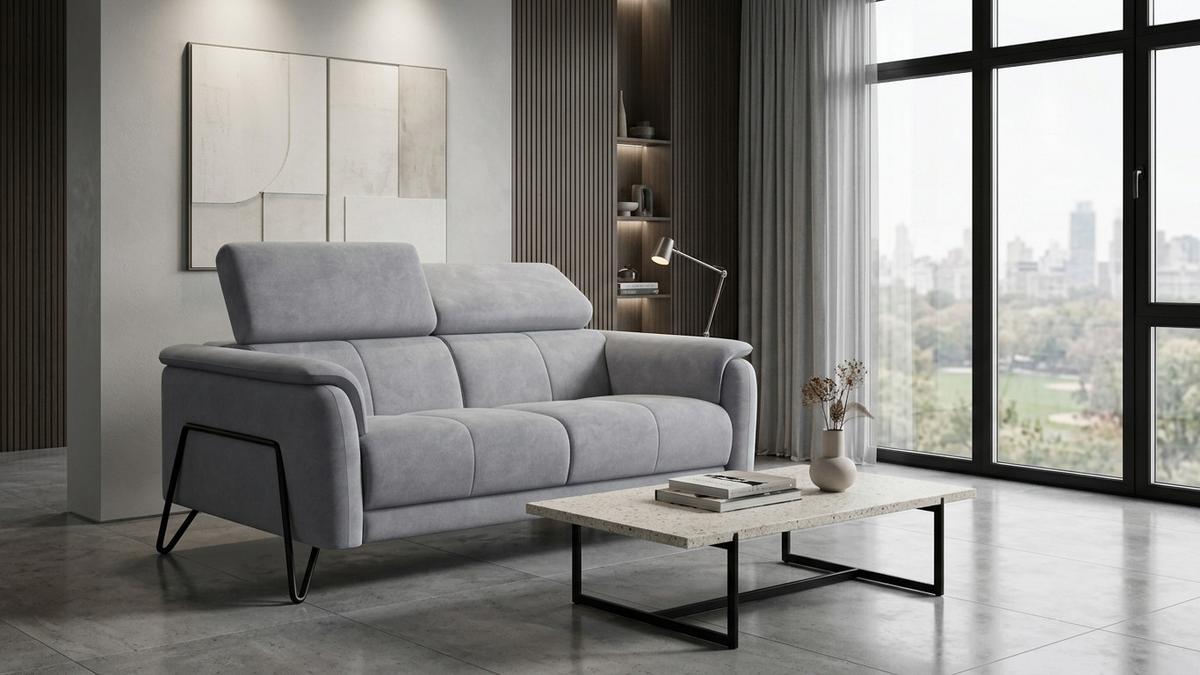 SOFA RODEN 2-Sitzer, hellgrau, Veloursstoff - Hellgrau, Holz/Textil (152/82/103cm) - Wozimo