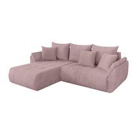 ECKSOFA mit Schlaffunktion Ottomane Links TOKO-L 277x194x86 Rosa Cord - Schwarz/Rosa, Holzwerkstoff/Kunststoff (277/194cm) - ALTDECOR