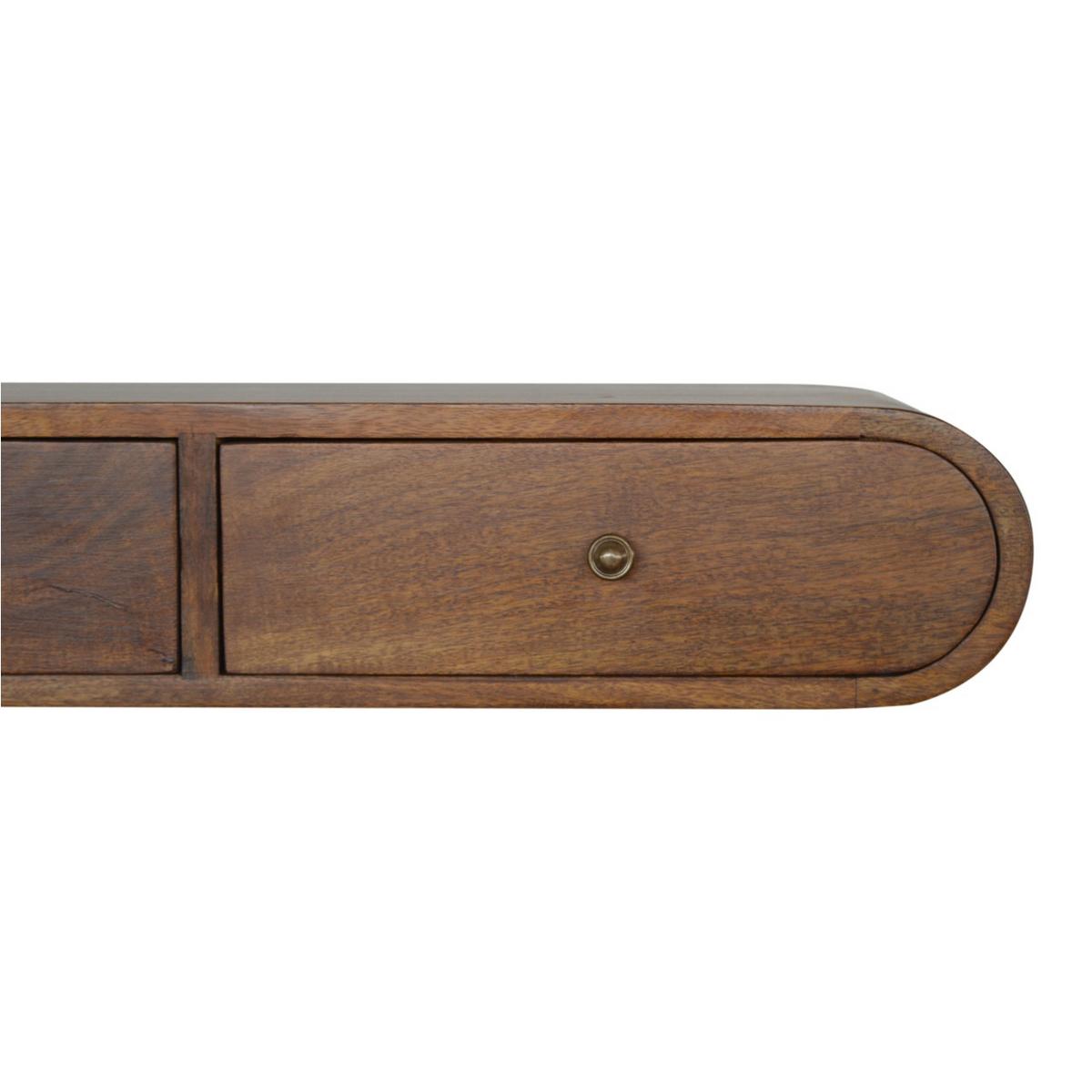 SCHWEBENDE KONZOLE im Kastanienholz-Finish,2 Schubladen, Braun - Messingfarben/Braun, Holz/Metall (80/15/32cm) - Artisan Furniture