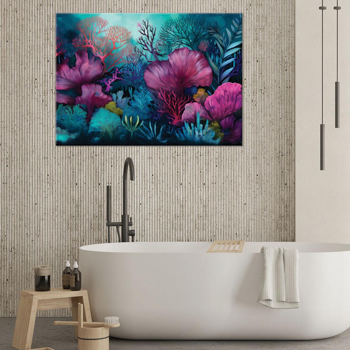 LEINWANDBILD Korallenriff 90x60cm - Multicolor, Textil (90/60cm) - Feeby