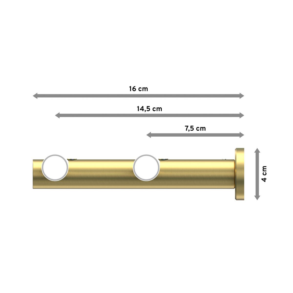 GARDINENSTANGE Platon Elanto 600 cm (geteilt in 3 x 200 cm), 2-läufig (ohne Ringe), 20 mm Ø Messing-Optik - Messingfarben, Metall (600cm) - INTERDECO