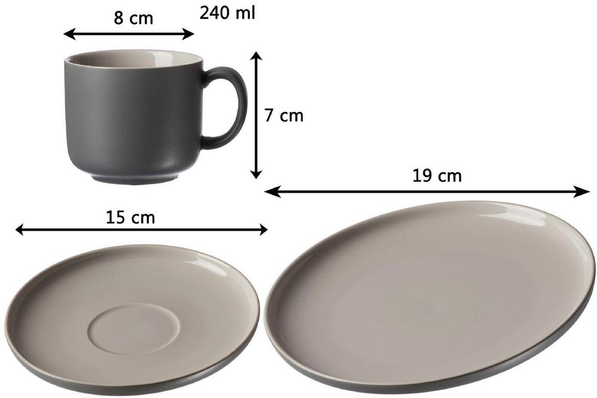 KAFFEESERVICE Jasper grau 12-tlg. - Grau, Keramik (2/2/2cm) - Ritzenhoff Breker