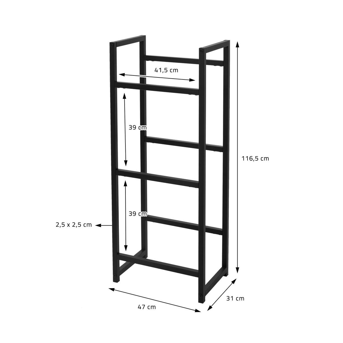 GETRÄNKEKISTENREGAL für 3 Kisten 47x31x116,5 cm aus Stahl - Anthrazit, Metall (31/116.5/47cm) - ML-DESIGN