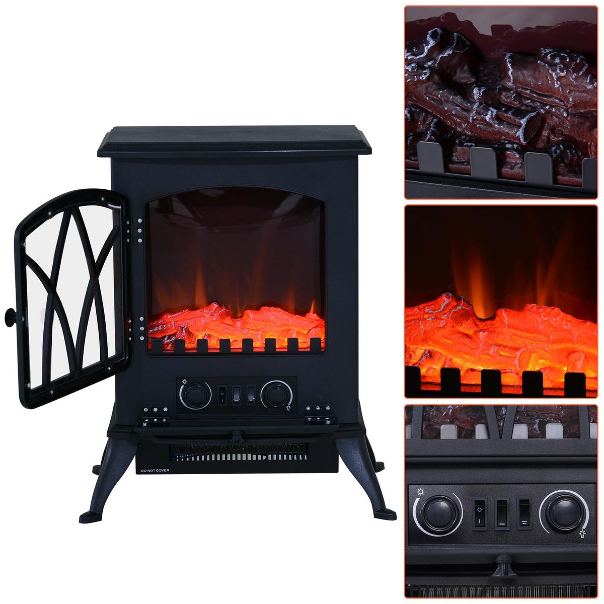 ELEKTROKAMIN Elektrischer Kamin Kaminofen 1000W/2000W - Schwarz, Metall (28.5/54/45cm) - HOMCOM