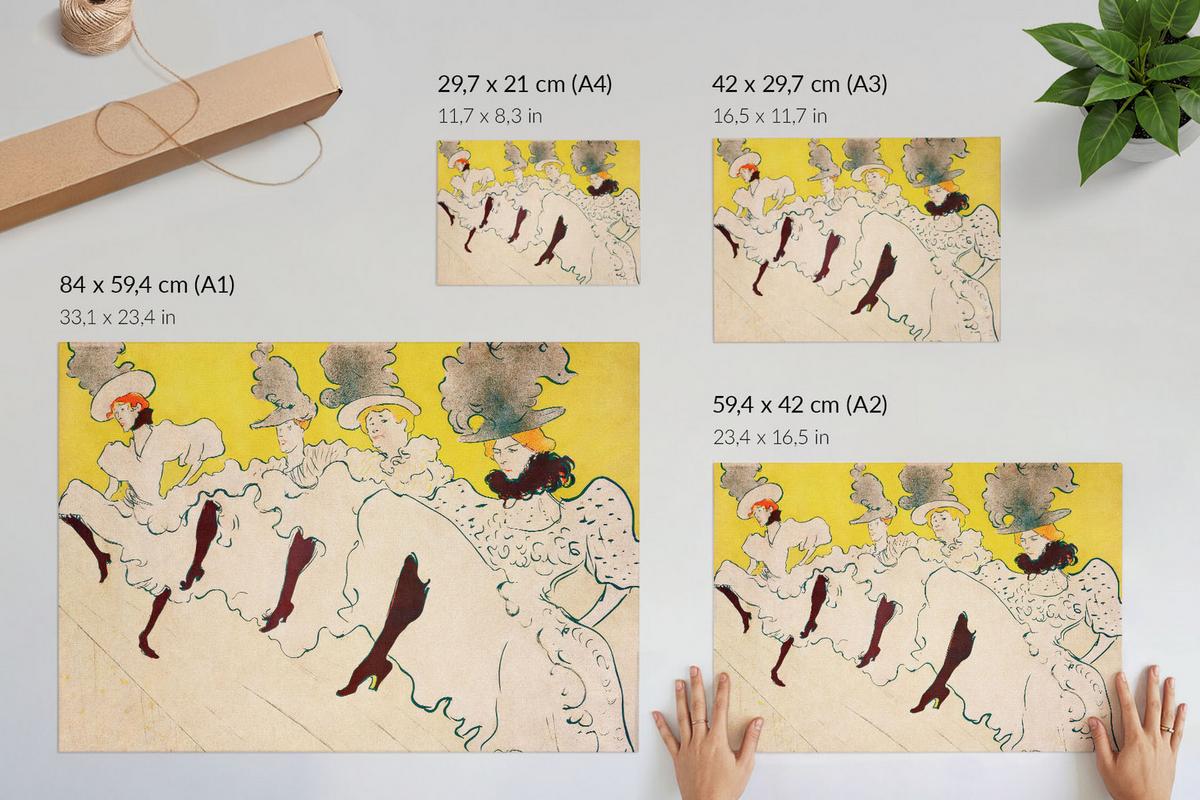 POSTER - 84x59 cm (A1) - Henri de Toulouse-Lautrec - Mademoiselles Truppe - Gelb, Textil (84/59.4/0.1cm) - TULUP