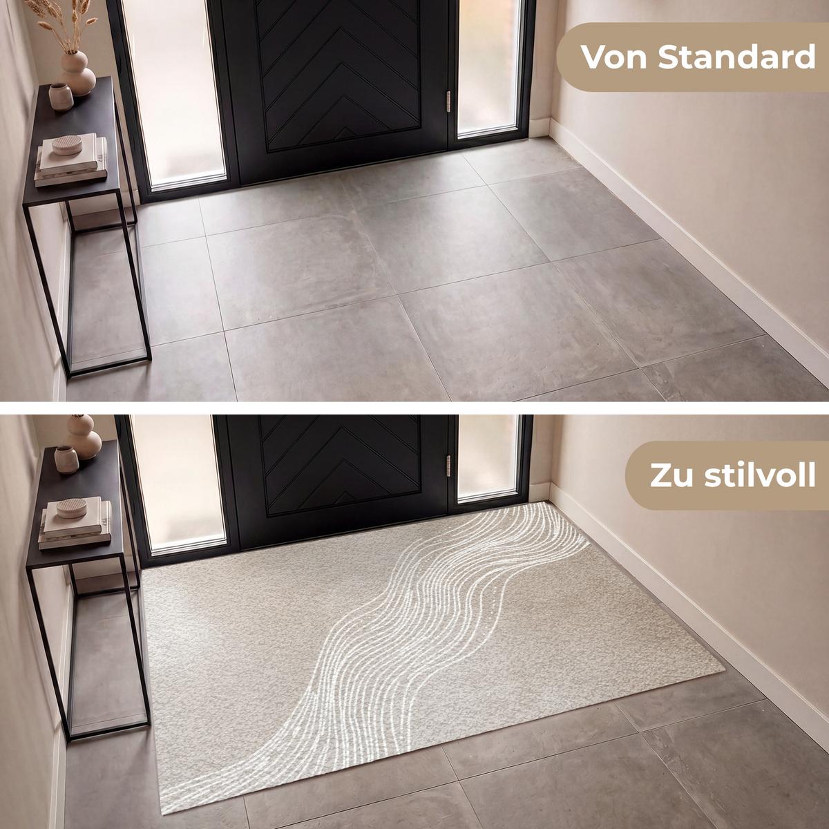 FUSSMATTE Wellenlinien - Fließend - Sandfarben Fußabtreter 180x120 cm - Beige, Kunststoff (180/0.4cm) - MuchoWow